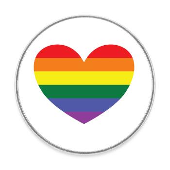 RAINBOW HEART - Round  fridge magnet - white - Front