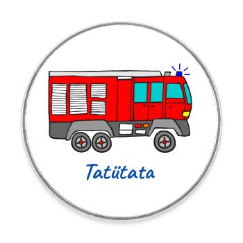 Feuerwehr Feuerwehrauto Tatütata Kinderfeuerwehr - Runder Kühlschrankmagnet - Weiß - Vorne