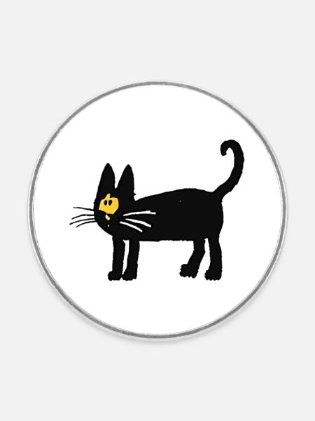 Die schwarze Katze - Runder Kühlschrankmagnet - Weiß