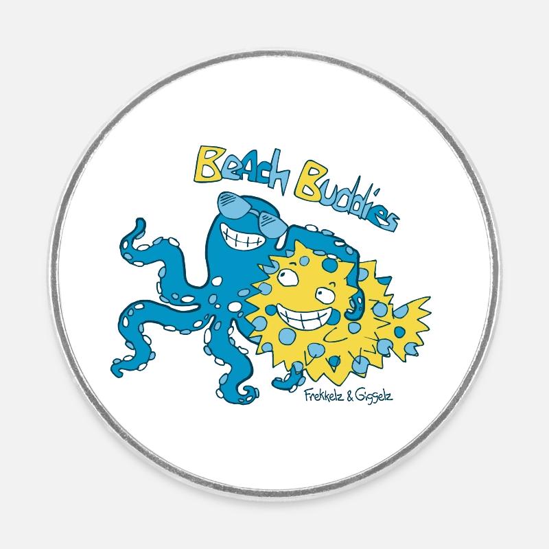 Beach Buddies - Round  fridge magnet - white