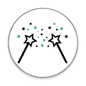 Wand 002 - Round  fridge magnet - white - Front
