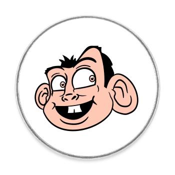 Monkey Face Cute Cute Head Laughs Happy - Round  fridge magnet - white - Front