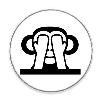 3 Wise Monkeys See Nothing Keeps Eyes Hidden - Round  fridge magnet - white - Front