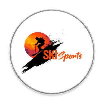 Ski Sports - Runder Kühlschrankmagnet - Weiß - Vorne