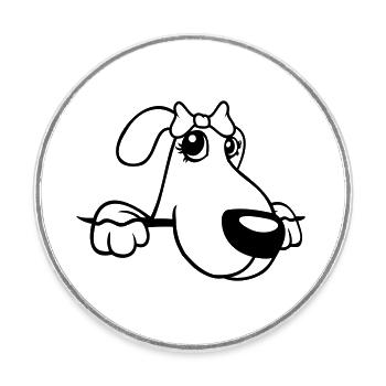 chien derrière le mur jolie dame arc femelle - Magnet rond - blanc - Devant