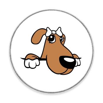 chien derrière le mur jolie dame arc femelle - Magnet rond - blanc - Devant
