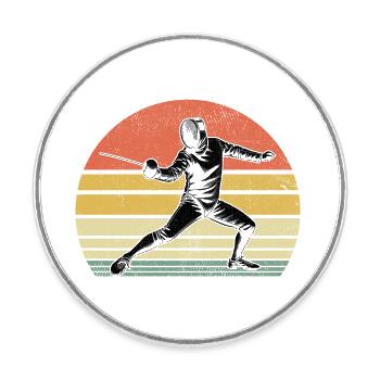 Retro Zaun Schwert Degen Fechten Fechter Athlet - Runder Kühlschrankmagnet - Weiß - Vorne