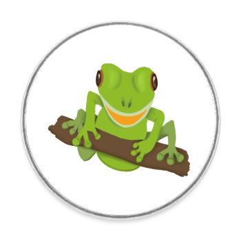 lachender Frosch - Runder Kühlschrankmagnet - Weiß - Vorne