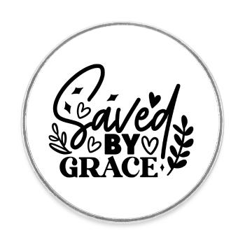 Saved By Grace - Round  fridge magnet - white - Front