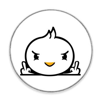 Bird evil middle finger showing bad boy behind fence - Round  fridge magnet - white - Front