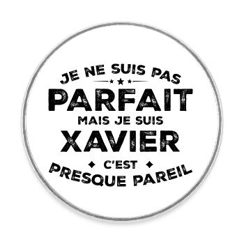 Xavier Un Prénom, Une Attitude L’Humour Xavier - Magnet rond - blanc - Devant