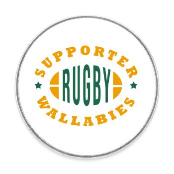 Rugby Wallabies supporter rugby australie - Magnet rond - blanc - Devant