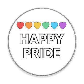 Happy Pride Rainbow hearts Mois de la fierté LGBTQ - Magnet rond - blanc - Devant