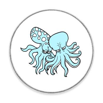 2 Böse Oktopus Kraken Tintenfisch Kopffüßer Team - Runder Kühlschrankmagnet - Weiß - Vorne