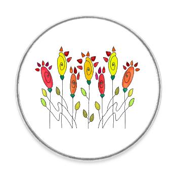 Flowers - Round  fridge magnet - white - Front