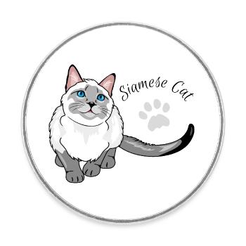 Neugierige Siamkatze - Runder Kühlschrankmagnet - Weiß - Vorne