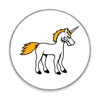 Einhorn Böse Wütend Angriff Zähne knirschen sauer - Runder Kühlschrankmagnet - Weiß - Vorne