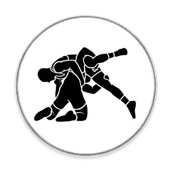 wrestling throw - Round  fridge magnet - white - Front