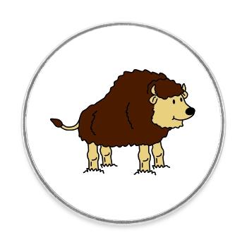 bison - Runder Kühlschrankmagnet - Weiß - Vorne