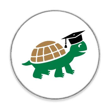Tortue avec chapeau de doctorat Études de thèse - Magnet rond - blanc - Devant