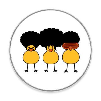 Funky Chicks - Round  fridge magnet - white - Front