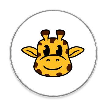 Lustige coole glückliche Giraffe Kopf Gesicht Tier - Runder Kühlschrankmagnet - Weiß - Vorne