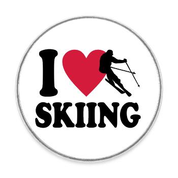 Ski - Runder Kühlschrankmagnet - Weiß - Vorne