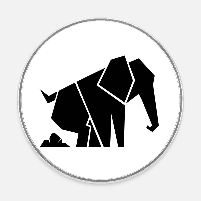 Geometric Elephant - Round  fridge magnet - white