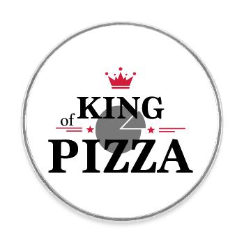 Roi de la pizza - Magnet rond - blanc - Devant