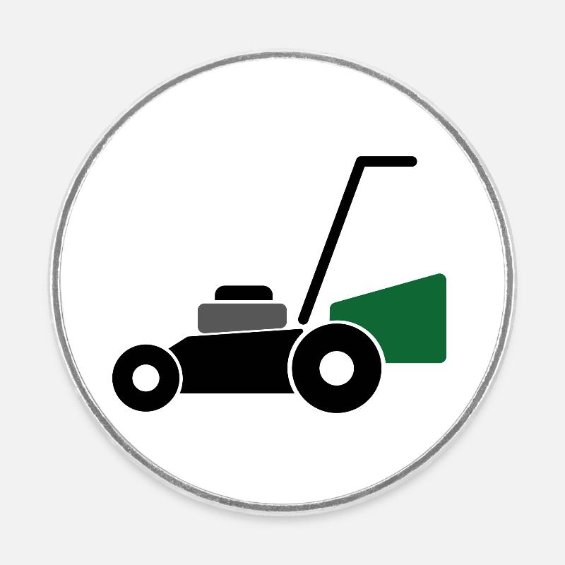 lawnmower - Round fridge magnet - white