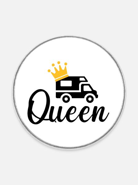 Camping Queen Camper Wohnmobil - Magnet rond - blanc