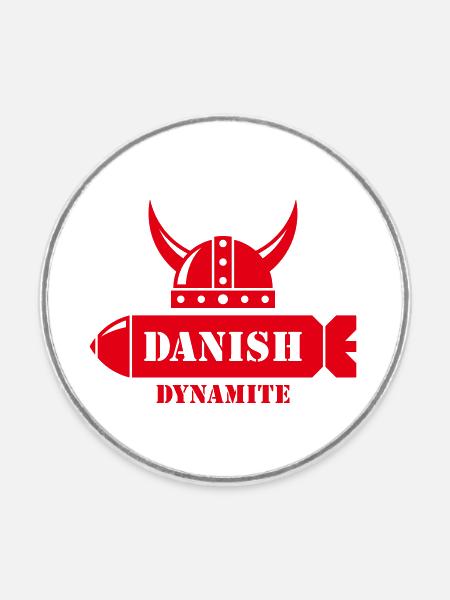 Danish Dynamite (Dänemark / Wikinger / Geschoss) - Runder Kühlschrankmagnet - Weiß