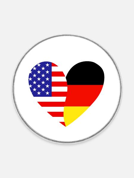 USA Deutschland Herz - Runder Kühlschrankmagnet - Weiß