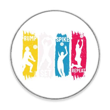 Bump set spike repeat cool volleyball saying - Round  fridge magnet - white - Front