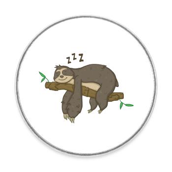Faultier Schlafen Relax - Runder Kühlschrankmagnet - Weiß - Vorne