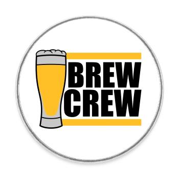 Beer Glass Brew Crew Saying - Round  fridge magnet - white - Front