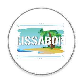 Lissabon - Runder Kühlschrankmagnet - Weiß - Vorne