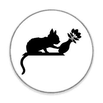 Blumenvase umstoßen freche Katze - Runder Kühlschrankmagnet - Weiß - Vorne