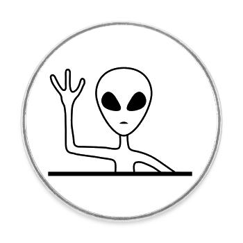 Amical Homme Gris Alien - Magnet rond - blanc - Devant