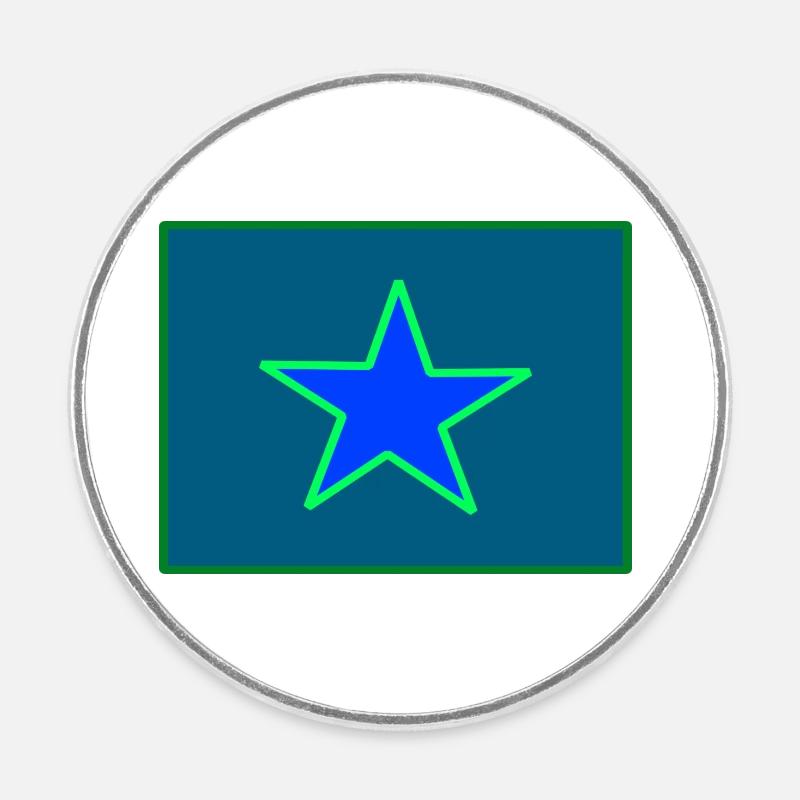 Star Green Blue - Round  fridge magnet - white