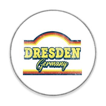 Dresden Germany City Font Vintage Retro - Round  fridge magnet - white - Front