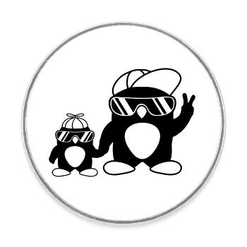 Papa kid pingouins cool - Magnet rond - blanc - Devant