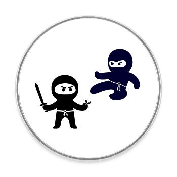 Ninjas - Round  fridge magnet - white - Front