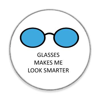 Brille - Runder Kühlschrankmagnet - Weiß - Vorne