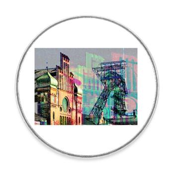 Industriekultur im Ruhrgebiet, Zeche, Bergbau - Runder Kühlschrankmagnet - Weiß - Vorne