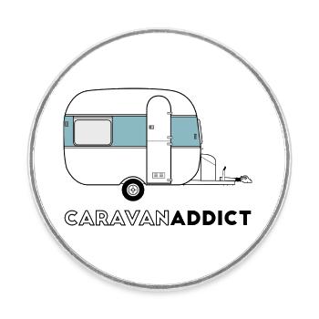 Caravan addict blue gray - Round  fridge magnet - white - Front