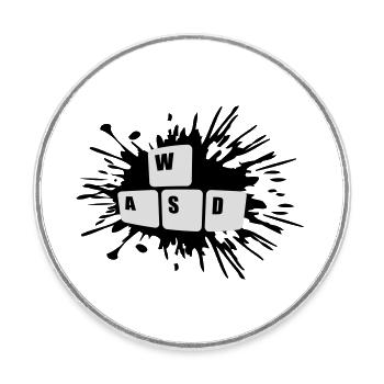 Touches de clavier Gamer WASD - Magnet rond - blanc - Devant