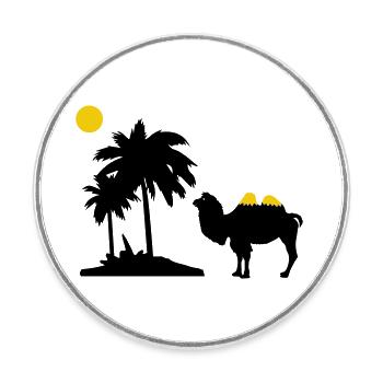 Chameau - Magnet rond - blanc - Devant
