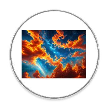 Blauer roter Himmel mit einer kreaturgenerierten KI - Runder Kühlschrankmagnet - Weiß - Vorne