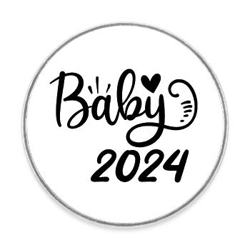 Bébé 2024 Grossesse annonce la naissance du bébé - Magnet rond - blanc - Devant